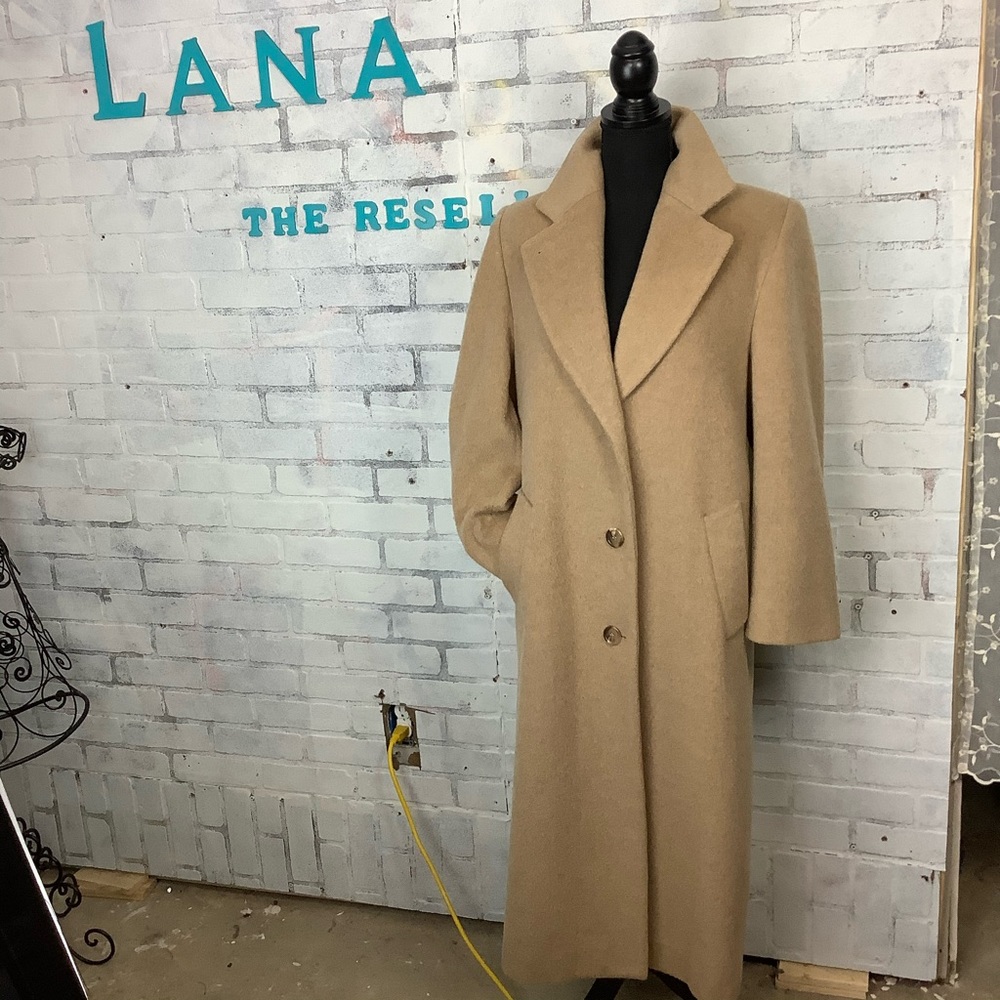 Vintage Ladies 100% Pure Wool Long Camel Coat Excellent Condition